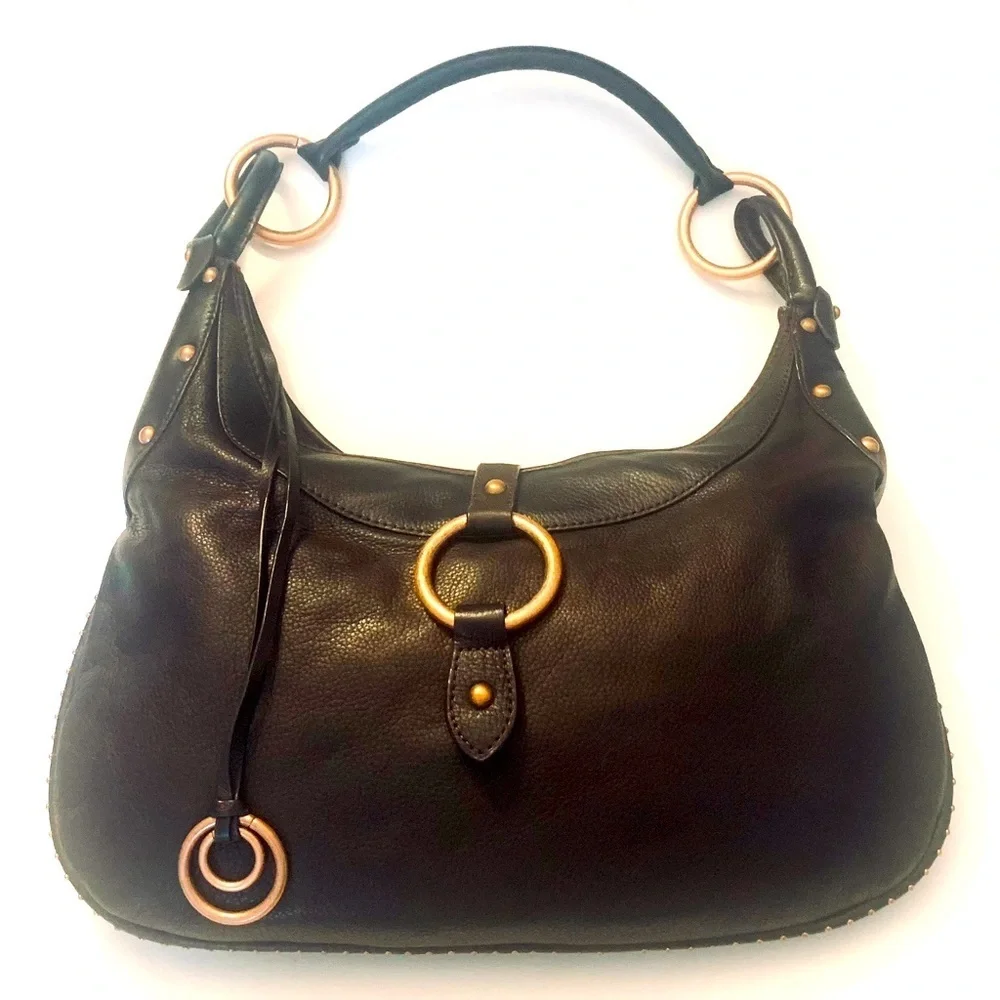 KATE LANDRY Brown Large Leather Hobo Shoulder Handbag